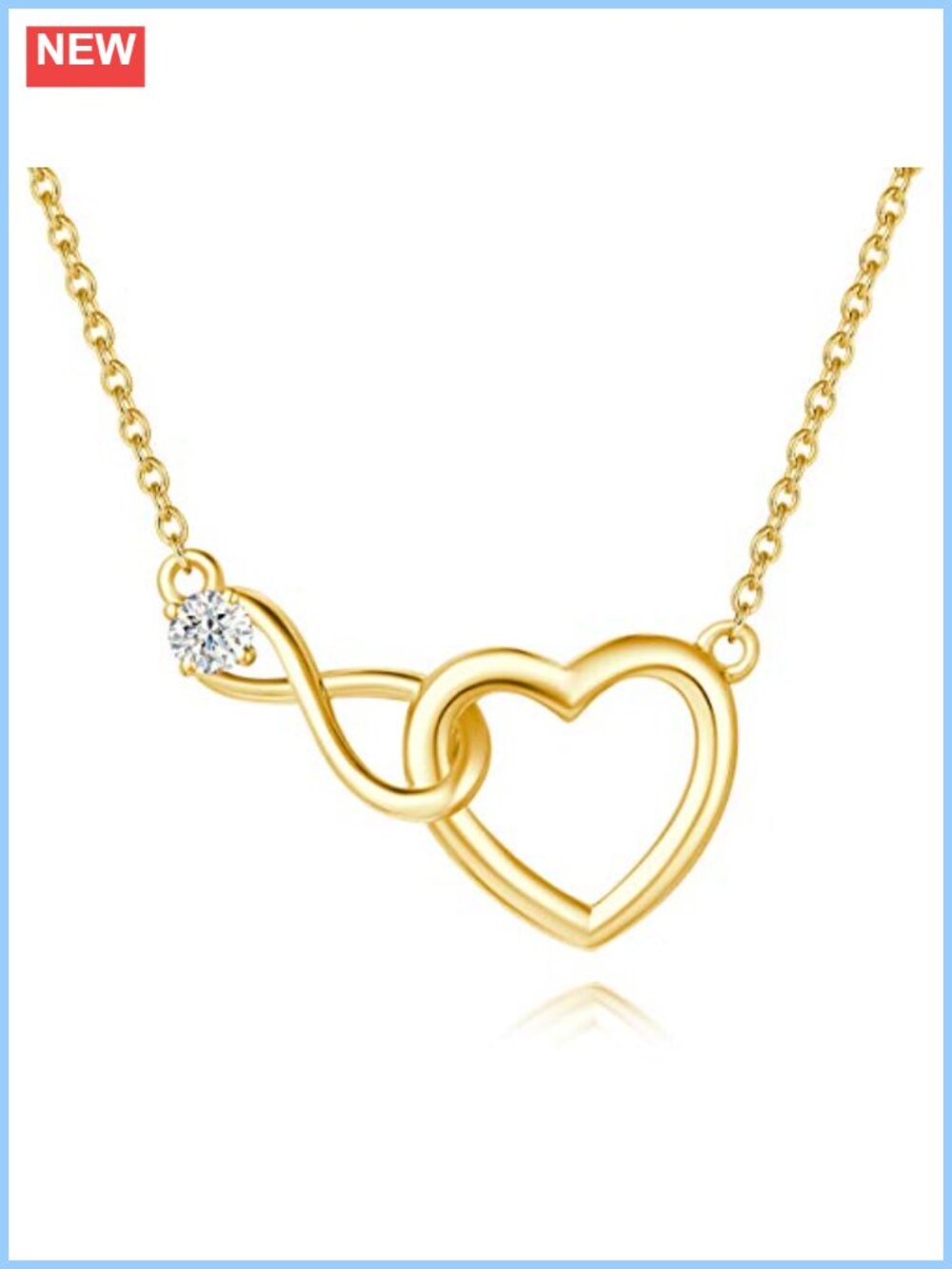 Infinity Heart Necklace Bracelet Set Sterling Silver Gold Plated